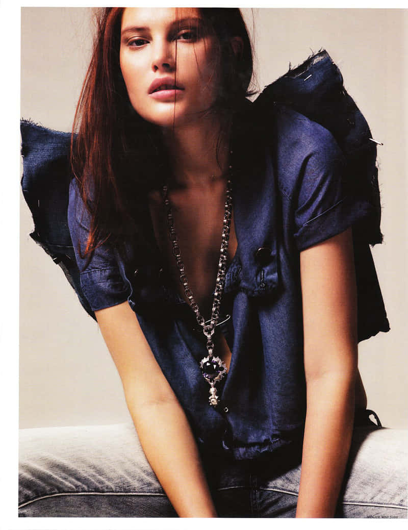 Catherine Mcneil, long brown hair, distressed denim shirt, SD Phone Wallpaper
