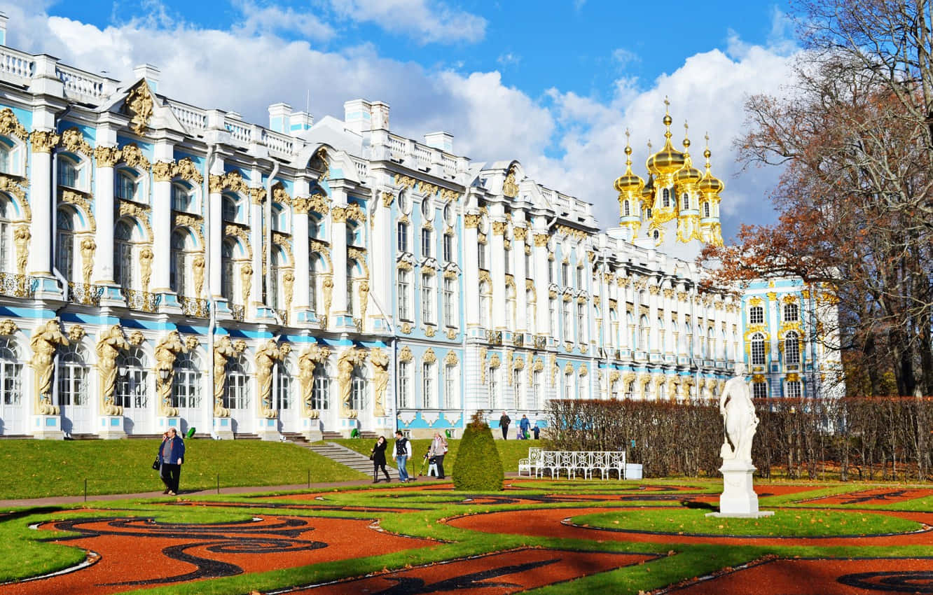 Catherine Palace, white and gold palace, ornate sculptures, HD Desktop Wallpaper