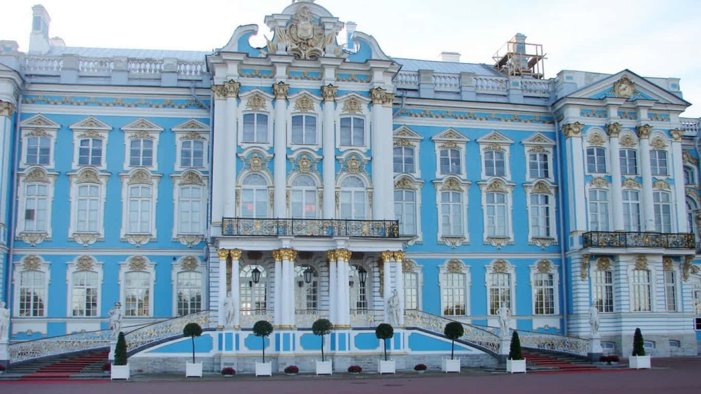 Catherine Palace, baroque, blue and white, HD Desktop Wallpaper