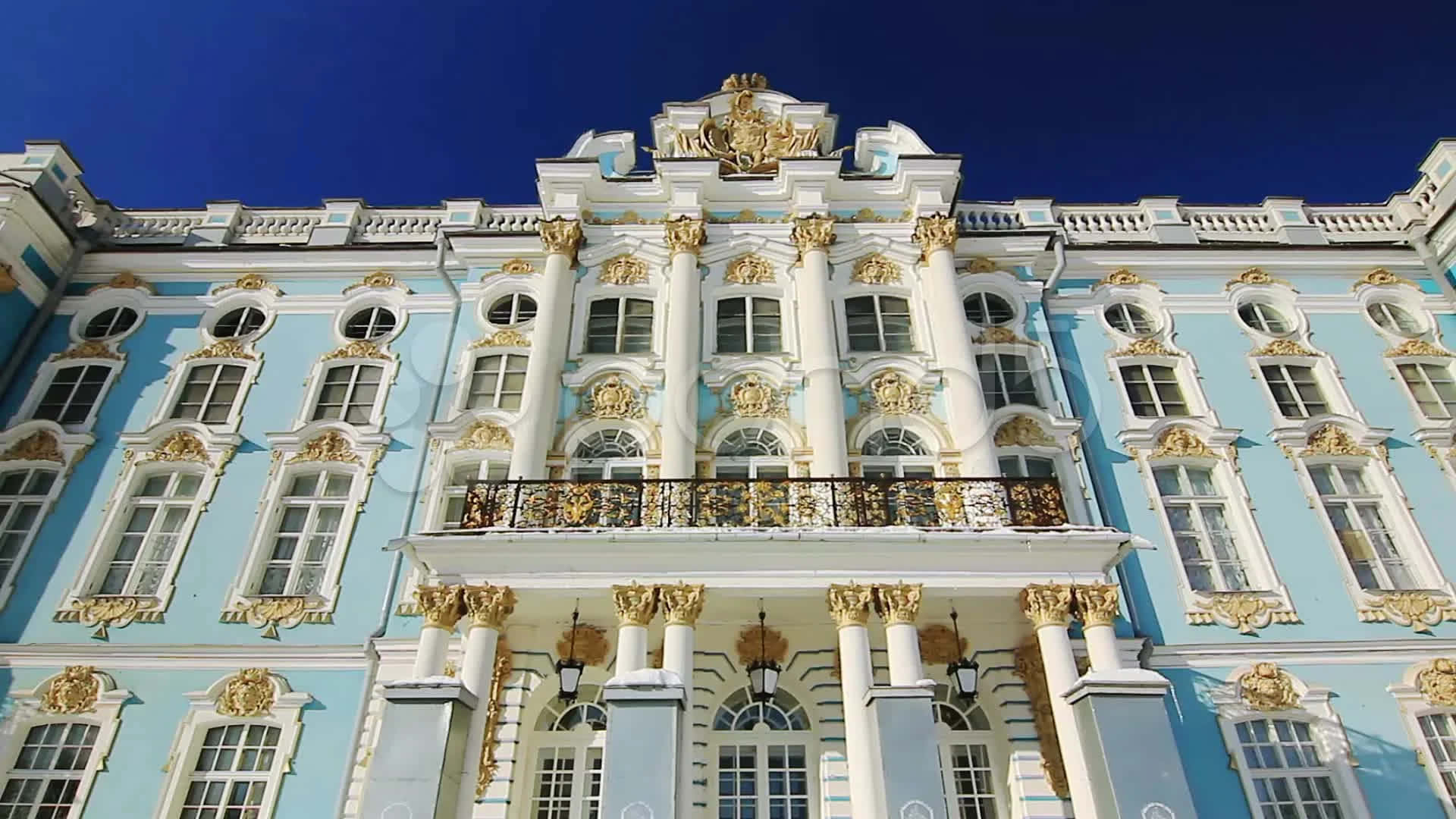 Catherine Palace, light blue, gold accents, Full HD Desktop Wallpaper