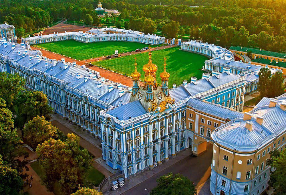 Catherine Palace, light blue, gold, SD Desktop Wallpaper