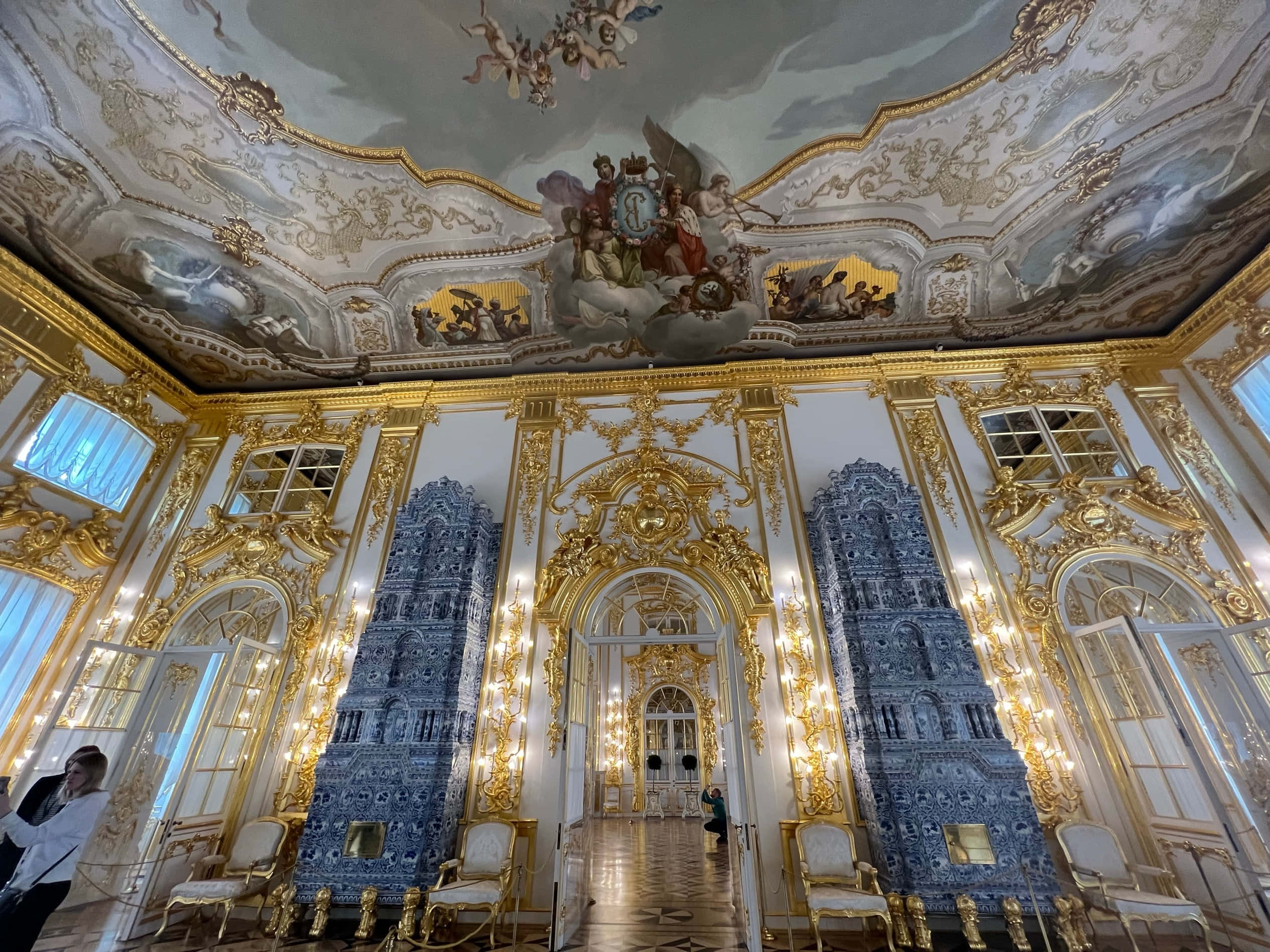 Catherine Palace, baroque decor, gilded, Full HD Desktop Wallpaper