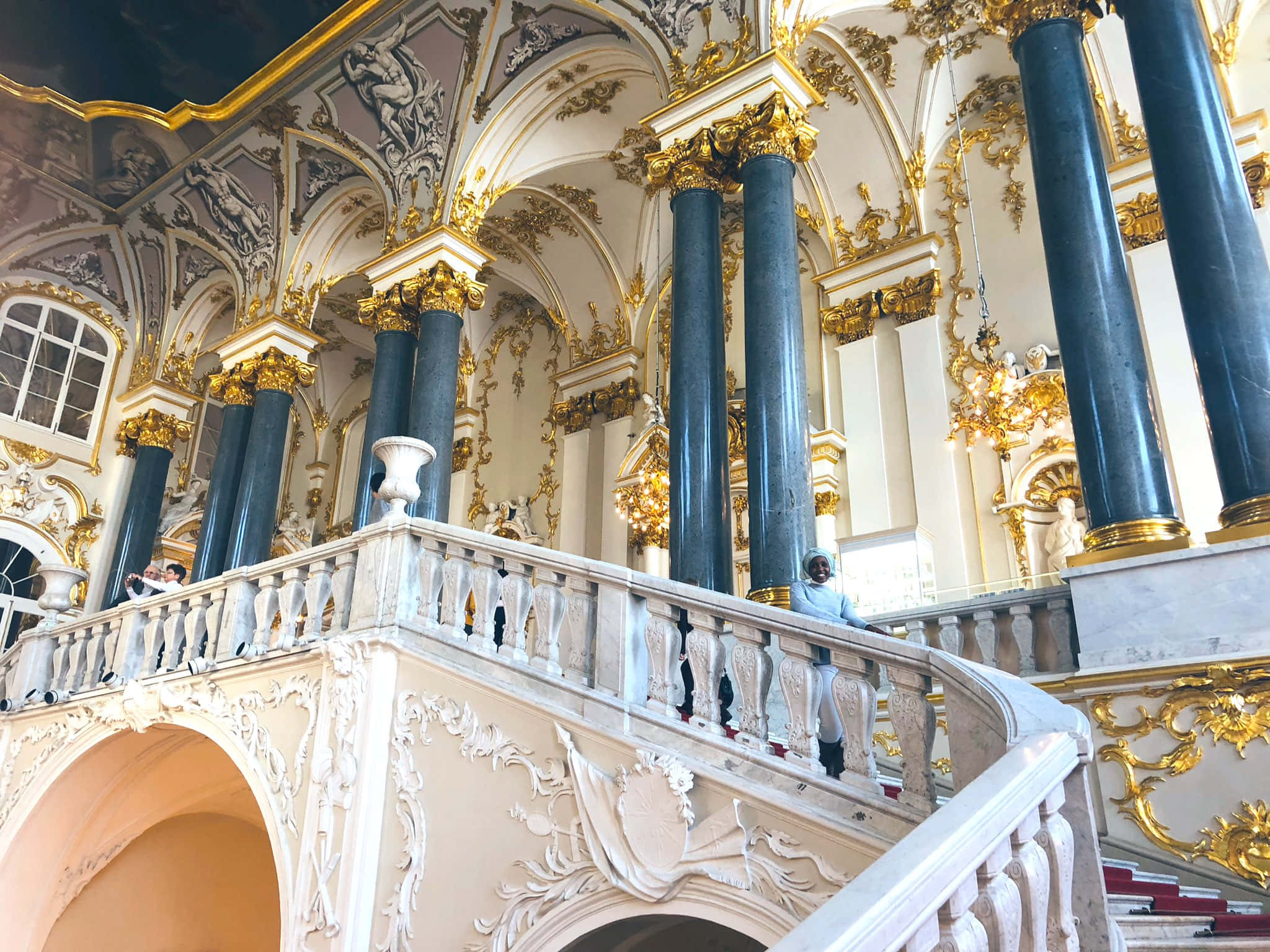 Catherine Palace, staircase, baroque, Full HD Desktop Wallpaper