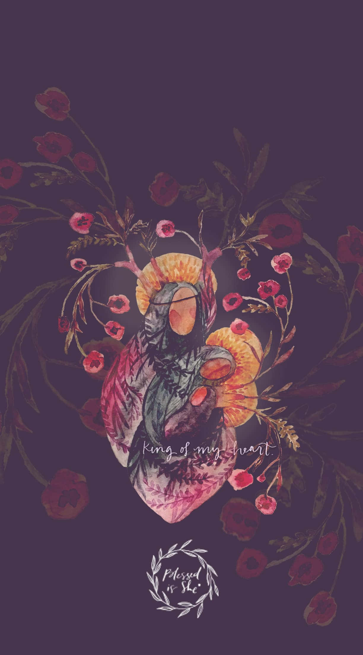 Catholic Phone, heart-shaped figure, flowers, Full HD Phone Wallpaper