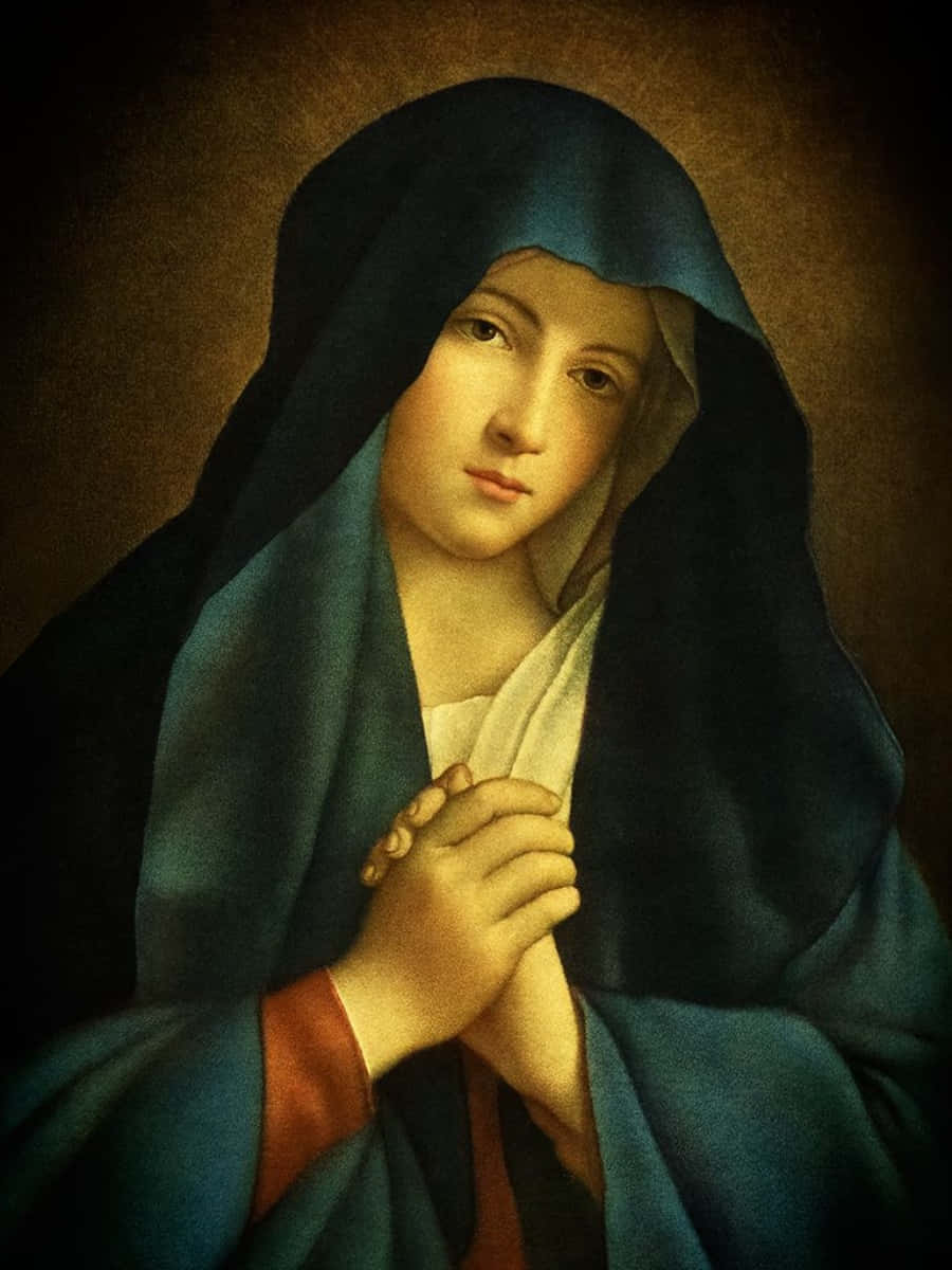 Catholic Phone, deep blue veil, prayer, SD Phone Wallpaper