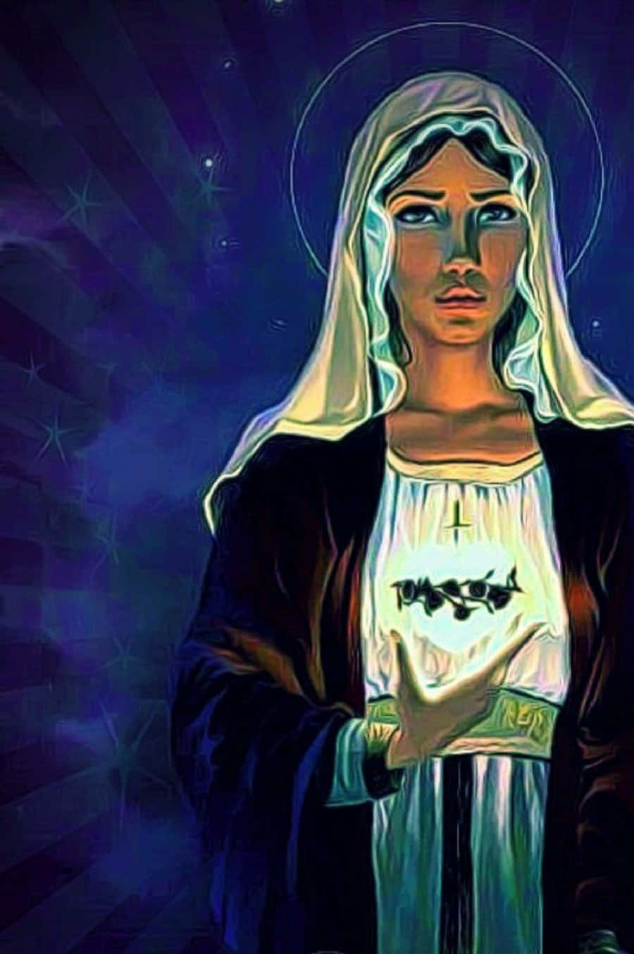 Catholic Phone, halo, glowing heart, HD Phone Wallpaper
