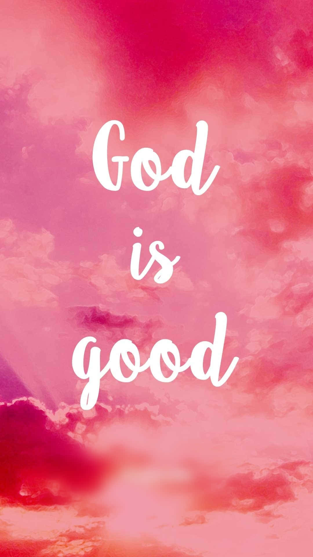 Catholic Phone, God is good, pink and magenta clouds, Full HD Phone Wallpaper