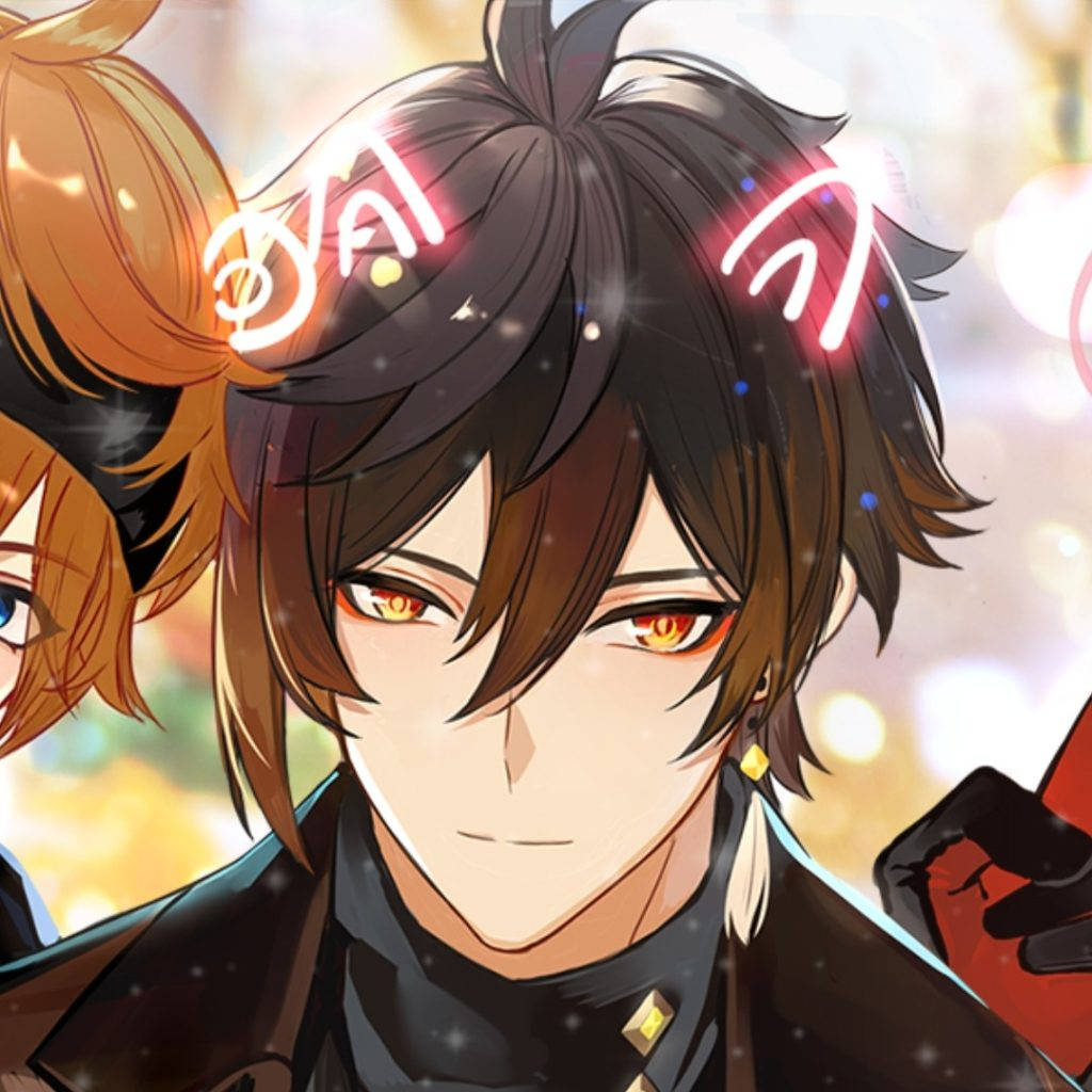 cat ears, glowing orange eyes, dark hair, SD Desktop Wallpaper