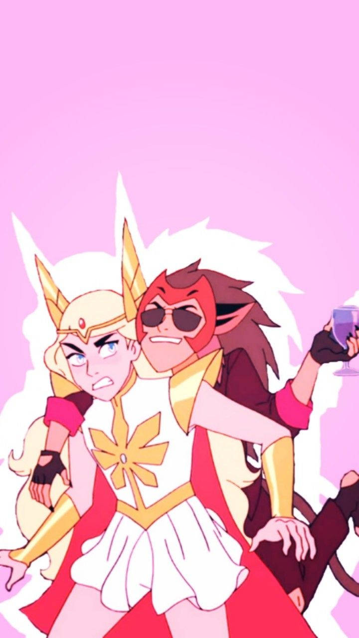 Catradora, superhero costumes, soft pink background, HD Phone Wallpaper