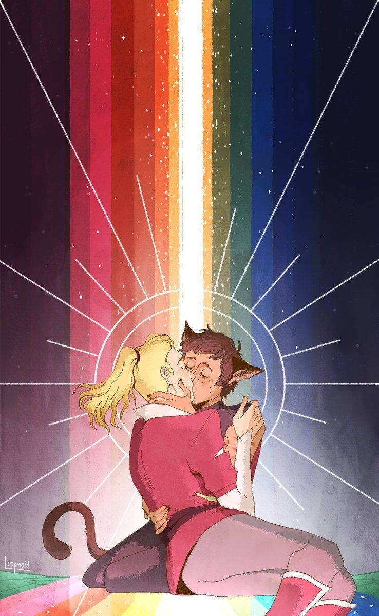 Catradora, rainbow beam, starry cosmic setting, SD Phone Wallpaper