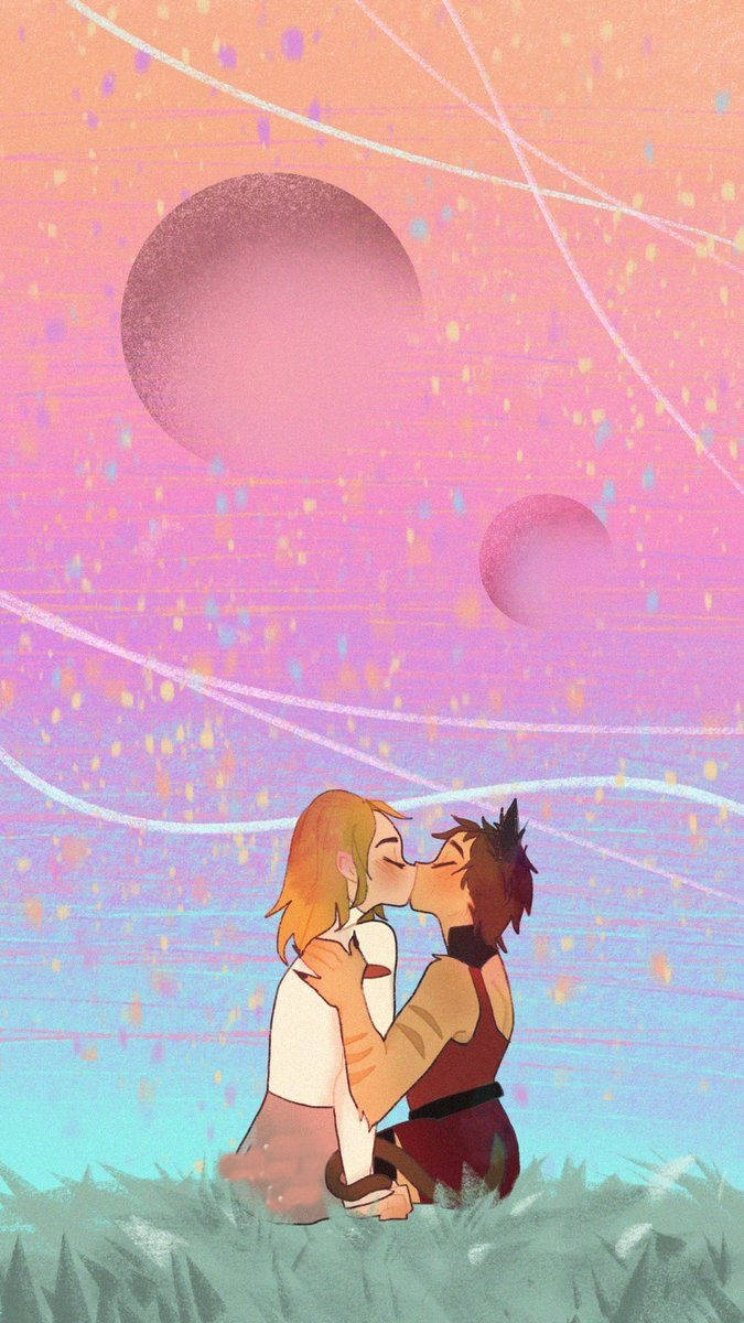 Catradora, starry sky, pink and purple sky, SD Phone Wallpaper