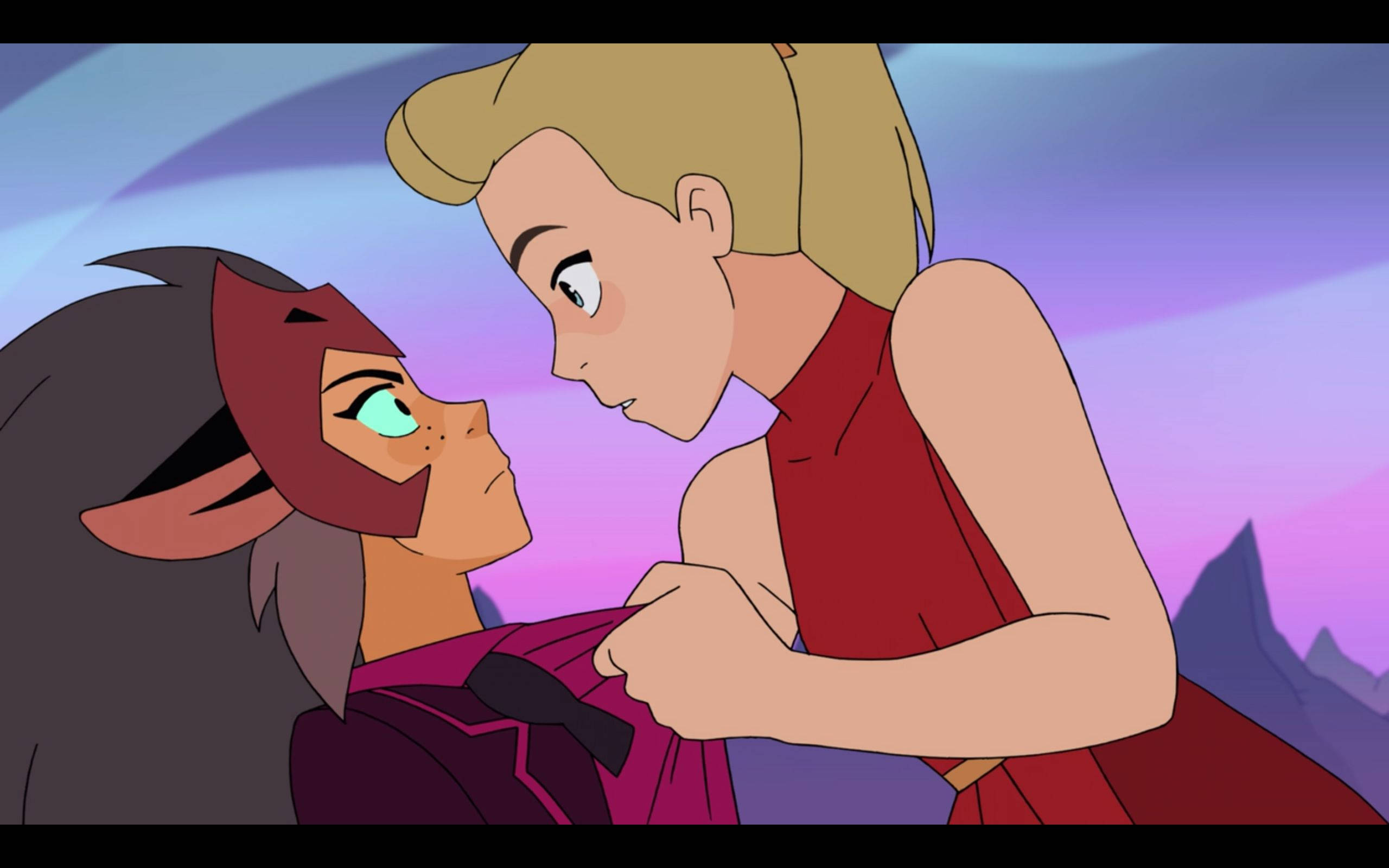 Catradora, purple mountain, animated characters, 2K Desktop Wallpaper