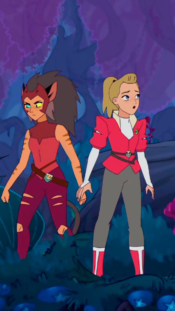 Catradora, mystical purple cave, glowing blue flora, HD Phone Wallpaper