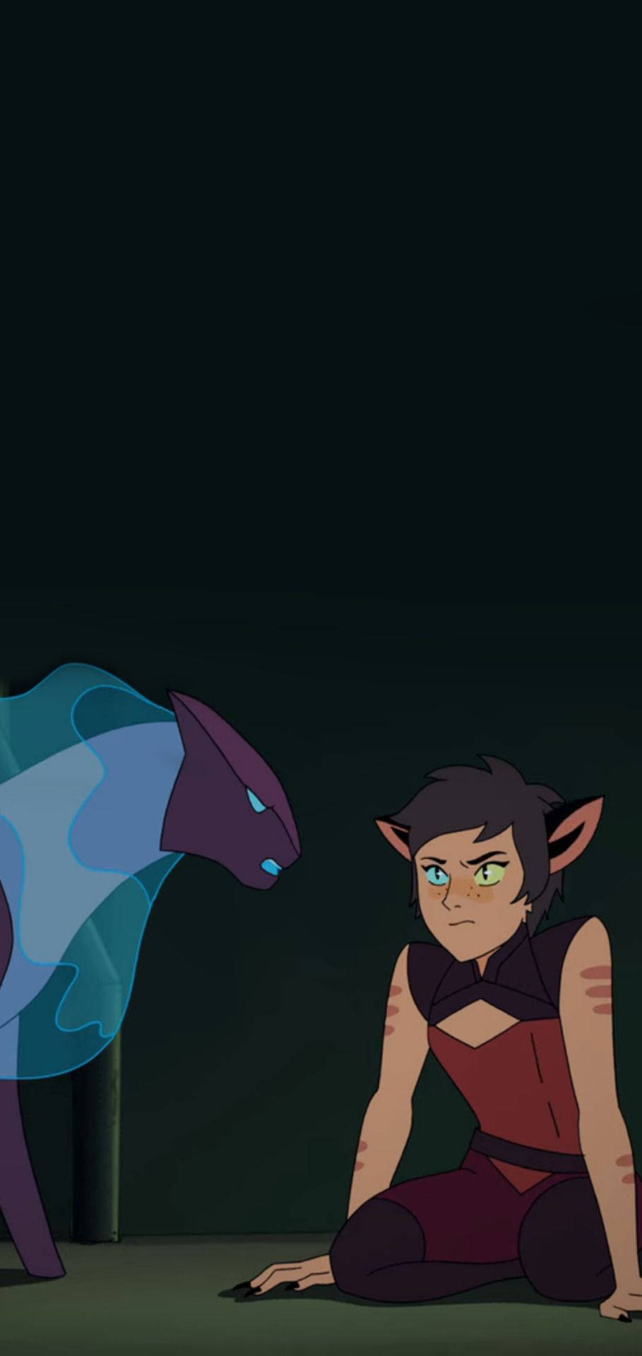 Catradora, glowing blue panther, elf-like girl, Full HD Phone Wallpaper