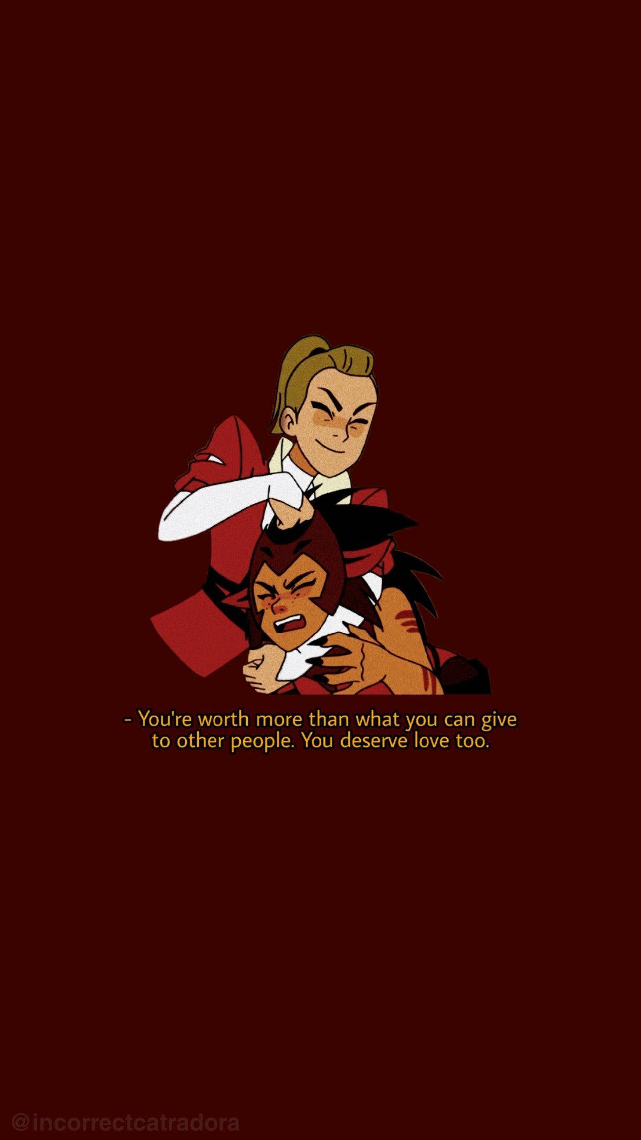 Catradora, deep red background, motivational quote, Full HD Phone Wallpaper
