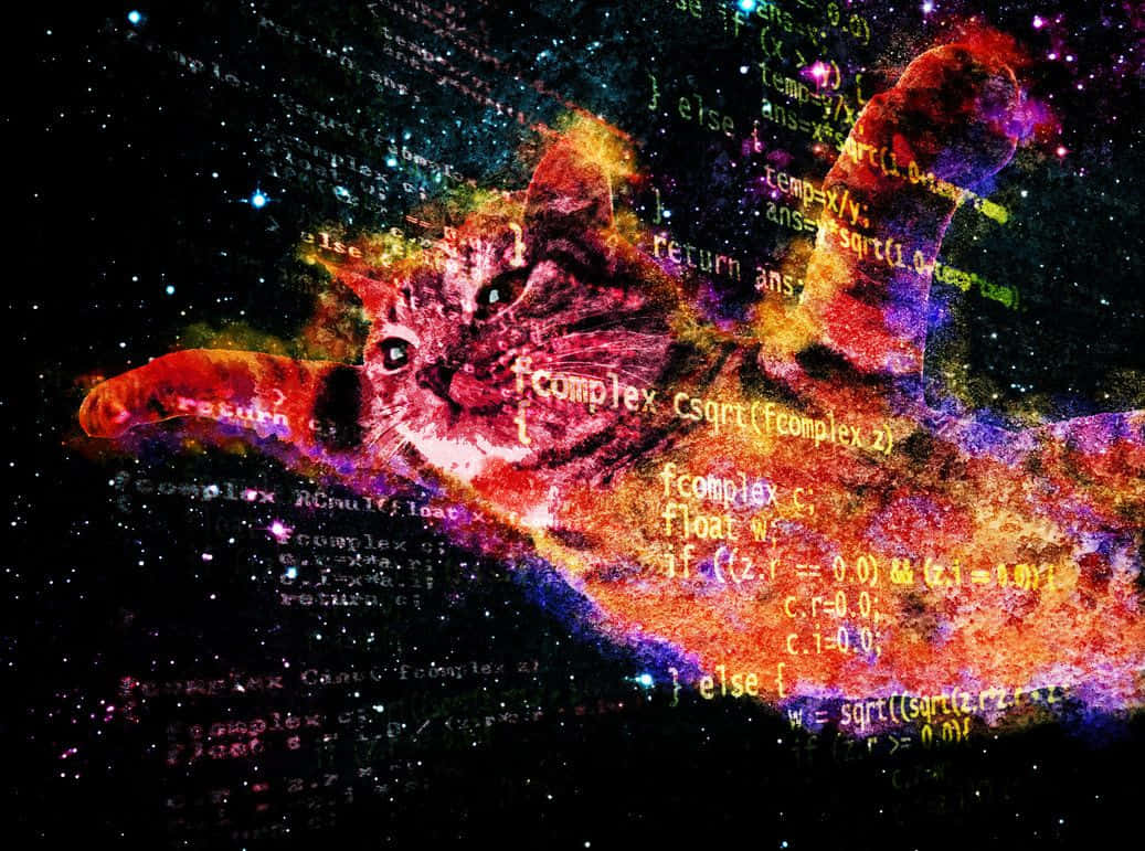 cats in space, cosmic cat silhouette, starfield, SD Desktop Wallpaper
