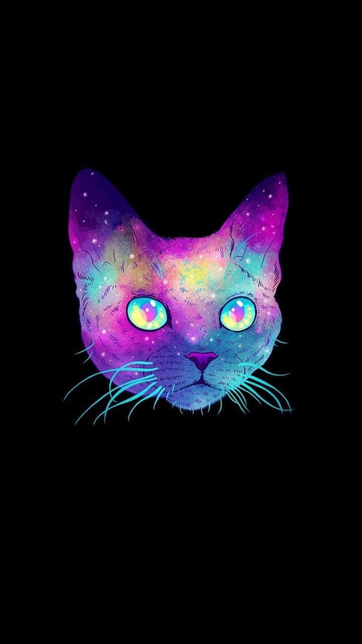 cats in space, cosmic galaxy swirls, glowing eyes, HD Phone Wallpaper