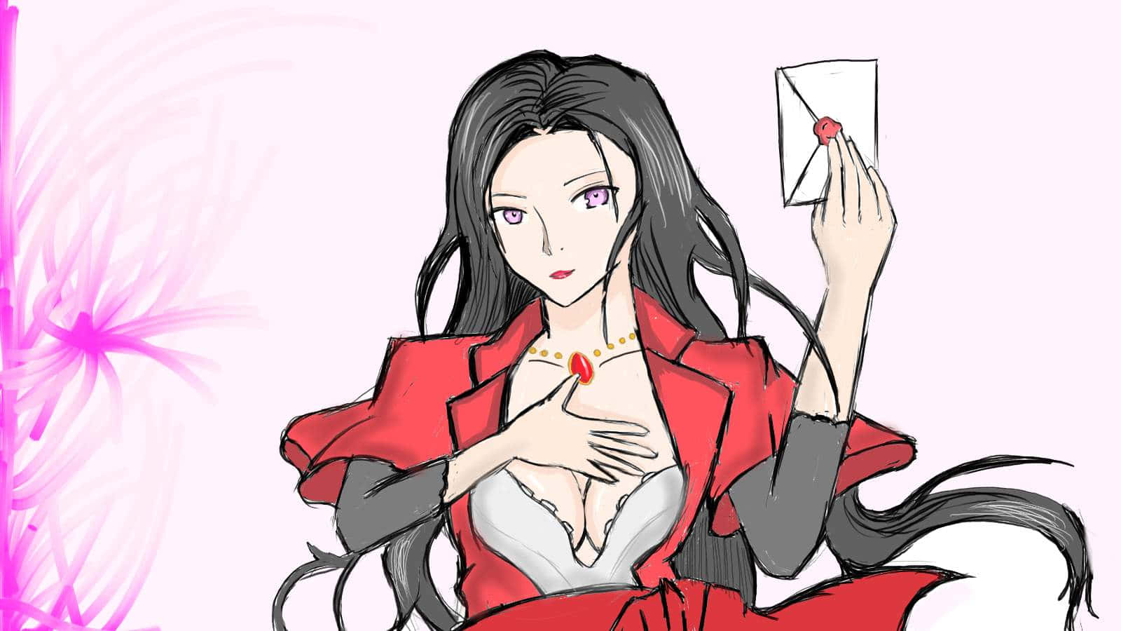 Cattleya Baudelaire, long black hair, purple eyes, HD Desktop Wallpaper