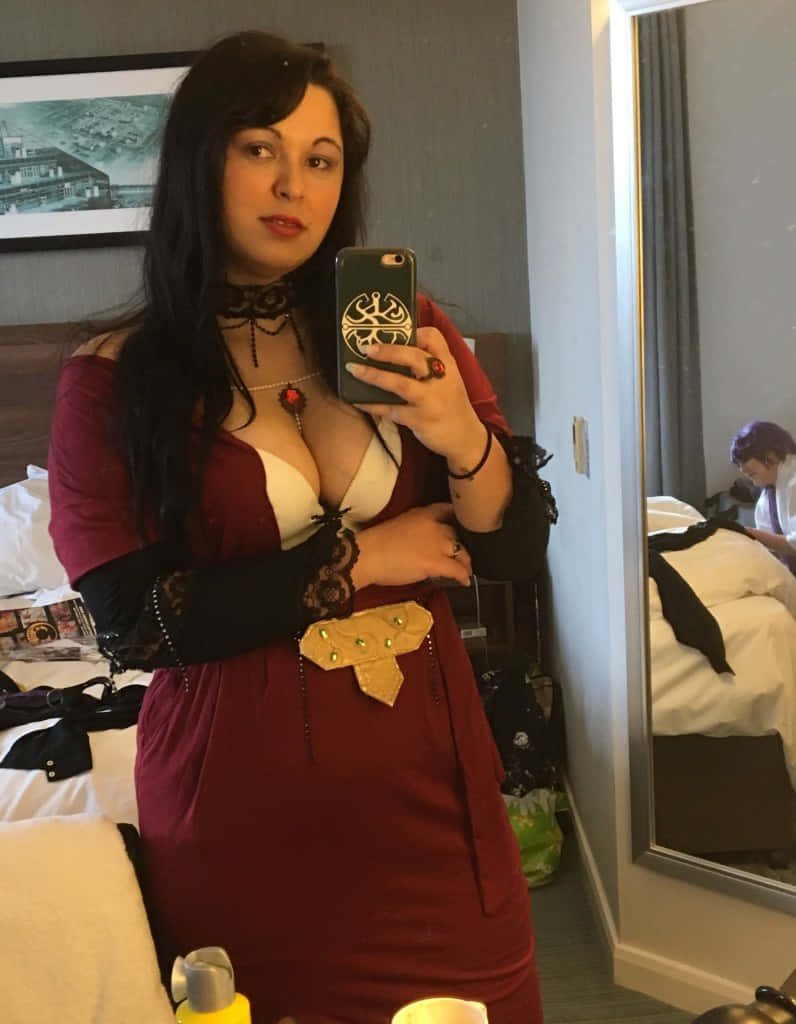 Cattleya Baudelaire, deep red gothic dress, lace, SD Phone Wallpaper