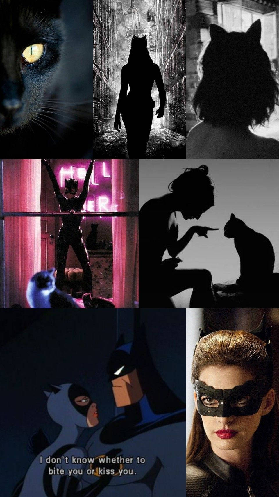 Catwoman, glowing eyes, silhouette, HD Phone Wallpaper