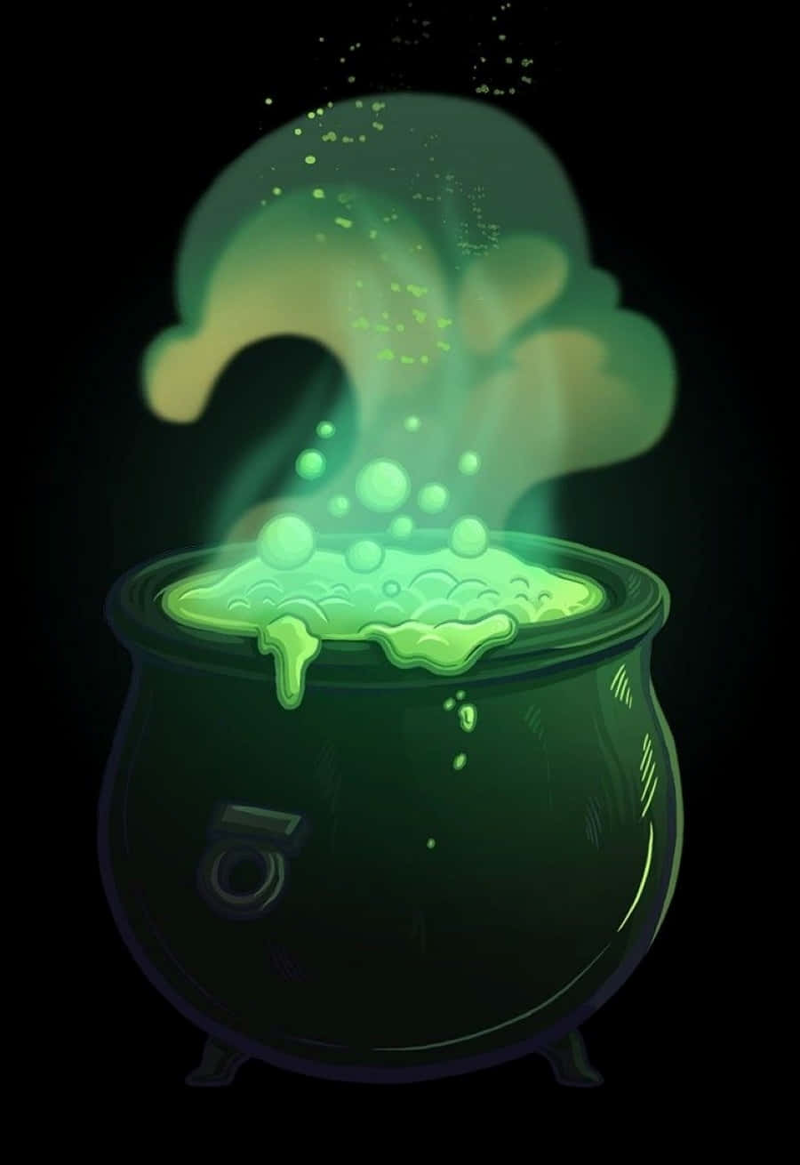 Cauldron, glowing green potion, dark cauldron, HD Phone Wallpaper