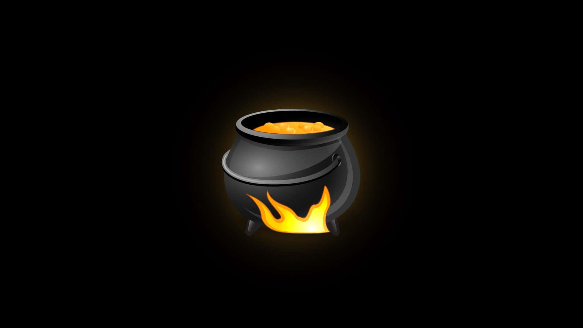 mystical cauldron, glowing black cauldron, bubbling orange liquid, Full HD Desktop Wallpaper