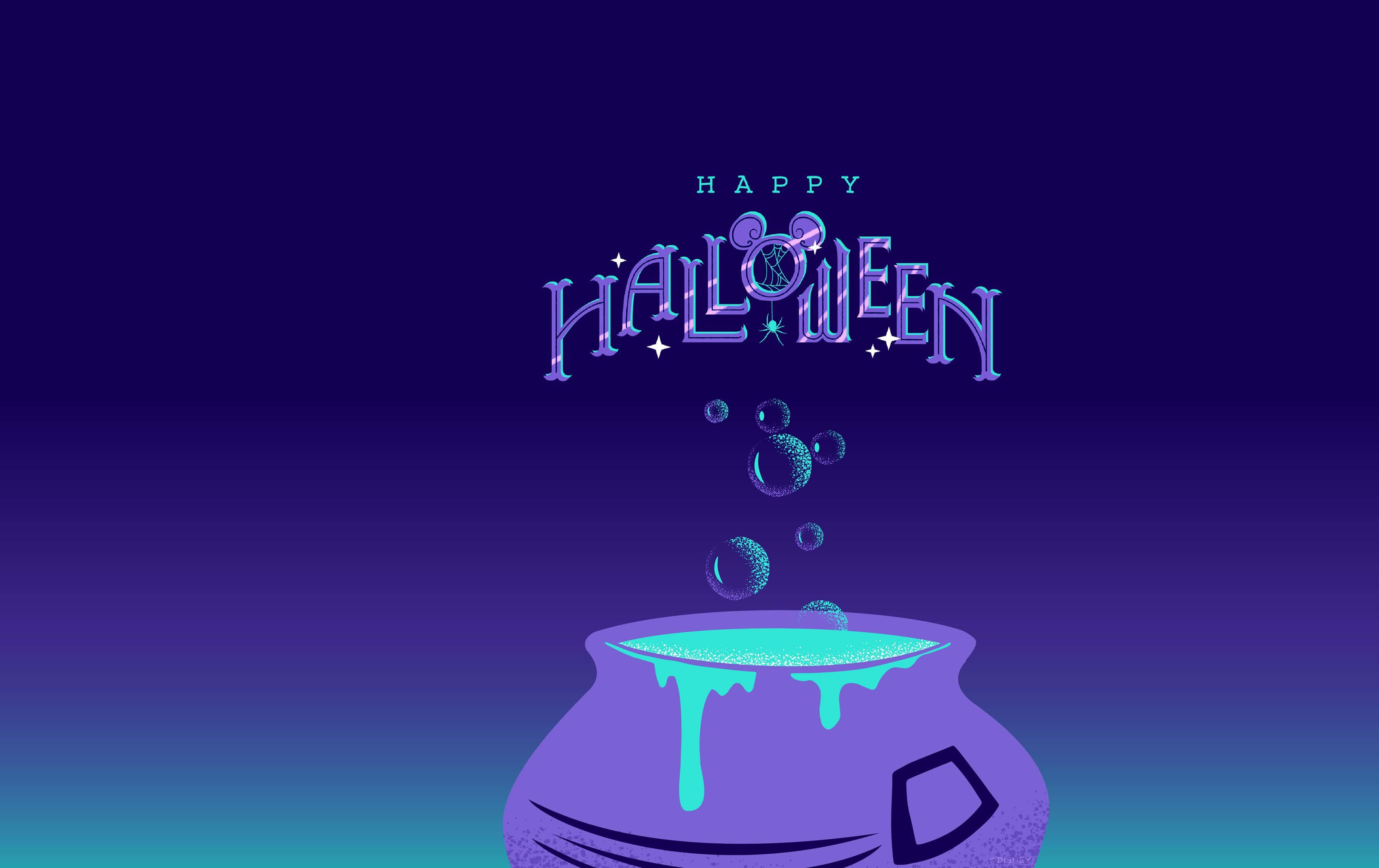Cauldron, purple cauldron, glowing teal liquid, 2K Desktop Wallpaper