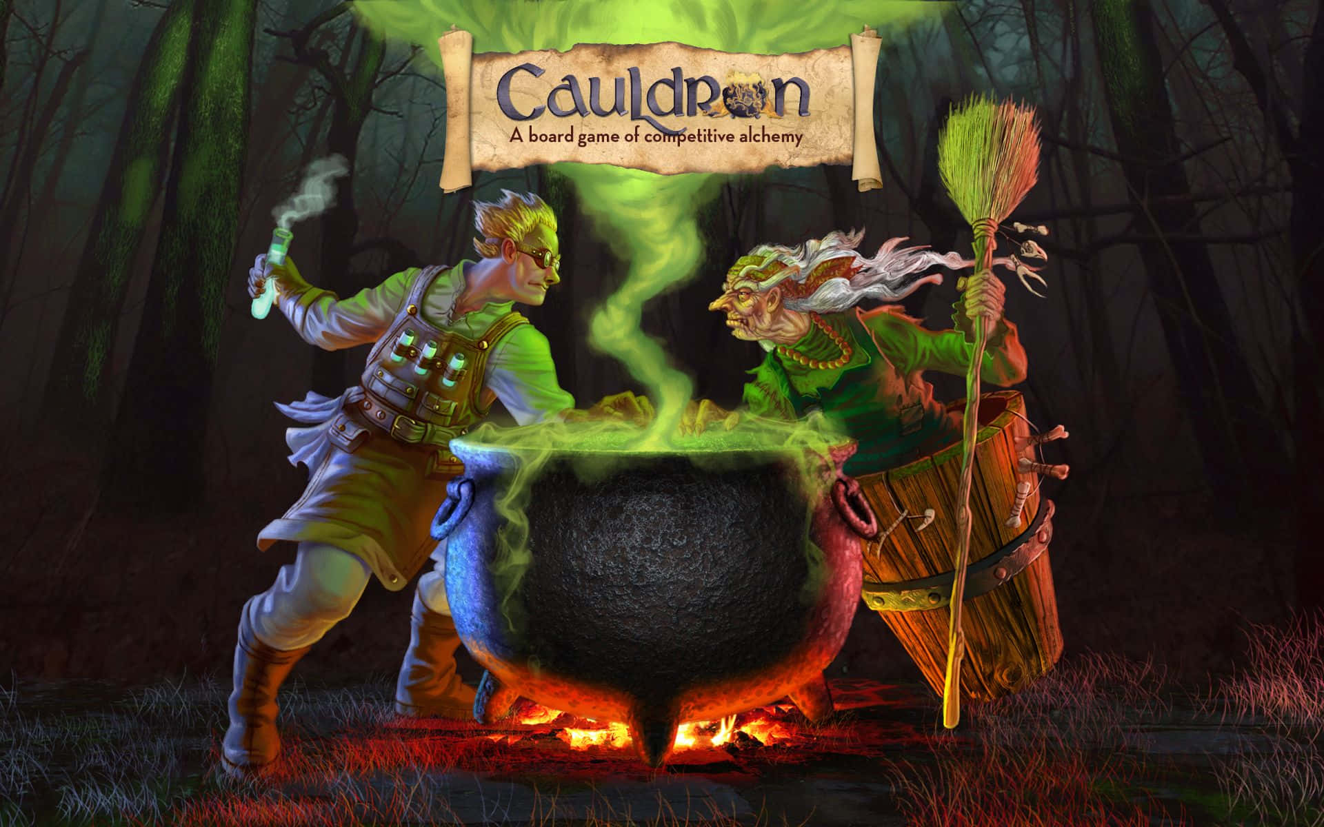 Cauldron, green magic, steaming cauldron, Full HD Desktop Wallpaper