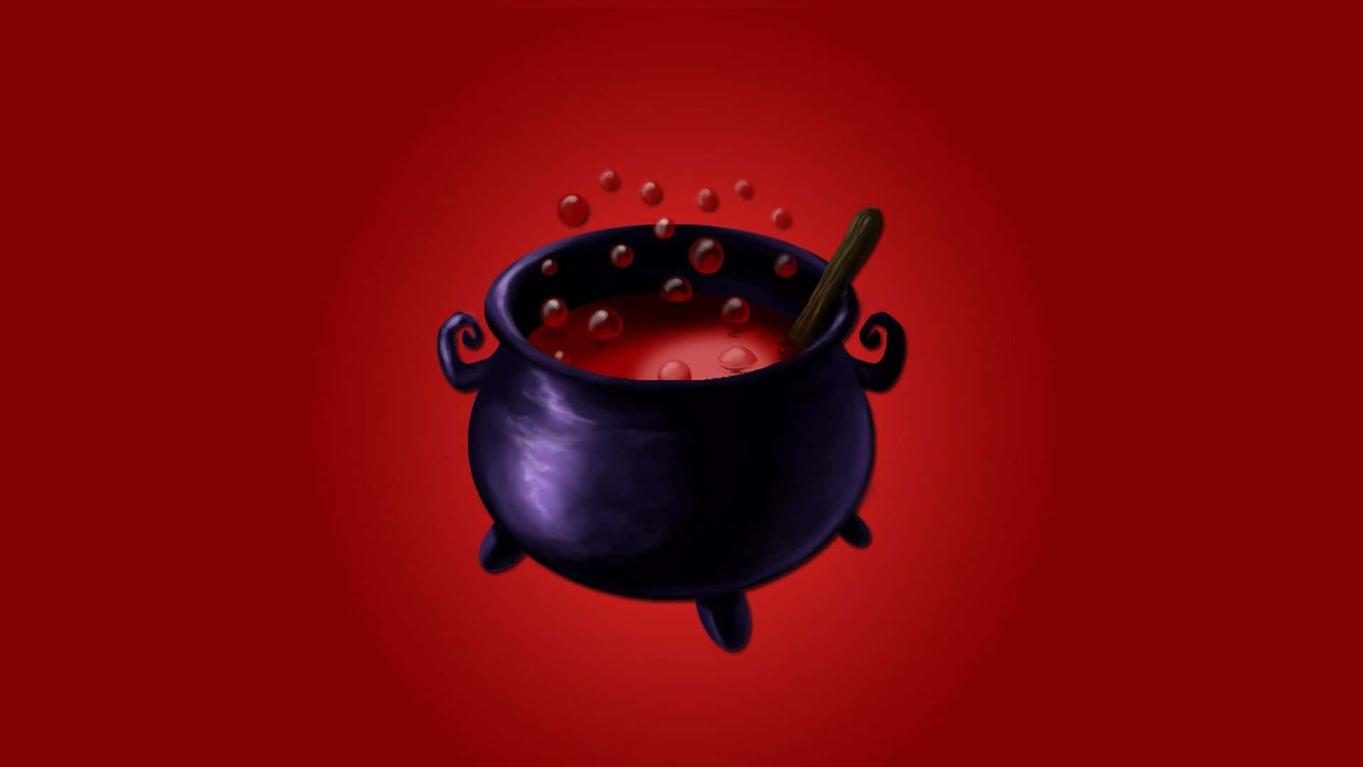 Cauldron, Mystical Forest Floor, bubbling red liquid, Full HD Desktop Wallpaper