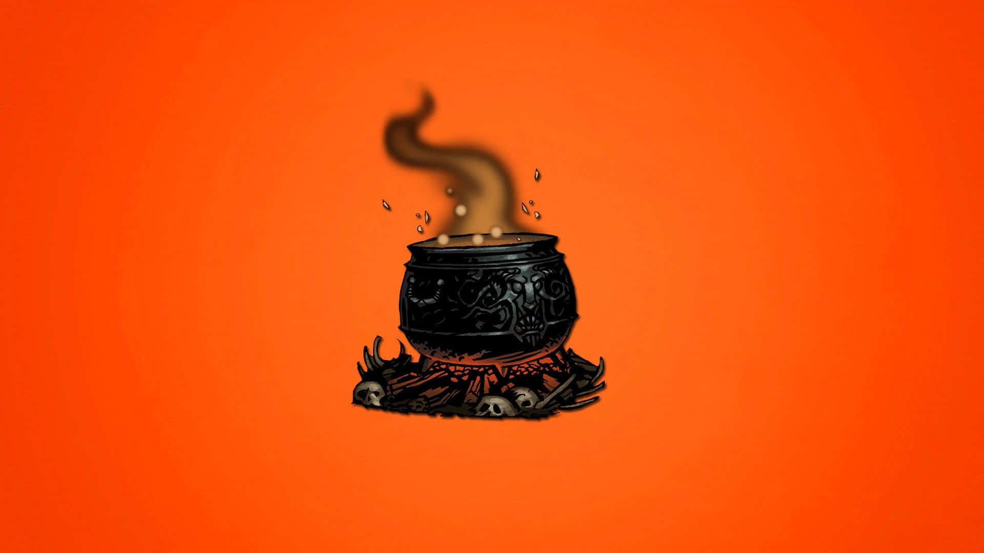 Cauldron, black ornate cauldron, swirling steam, Full HD Desktop Wallpaper