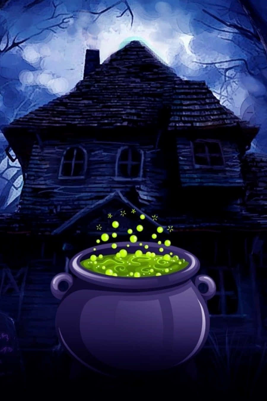 Cauldron 900 x 1352, glowing green cauldron, mystical forest, HD Phone Wallpaper