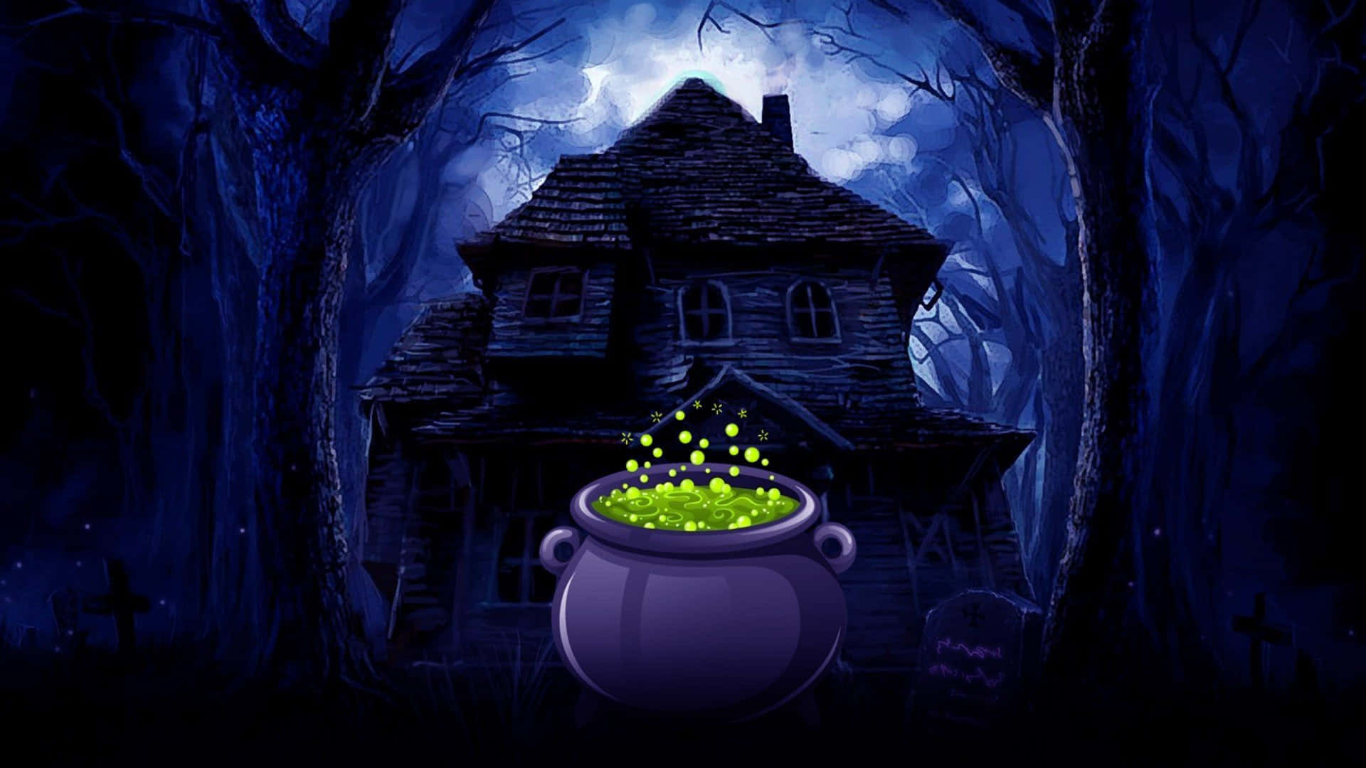 Cauldron, glowing green cauldron, magic, Full HD Desktop Wallpaper