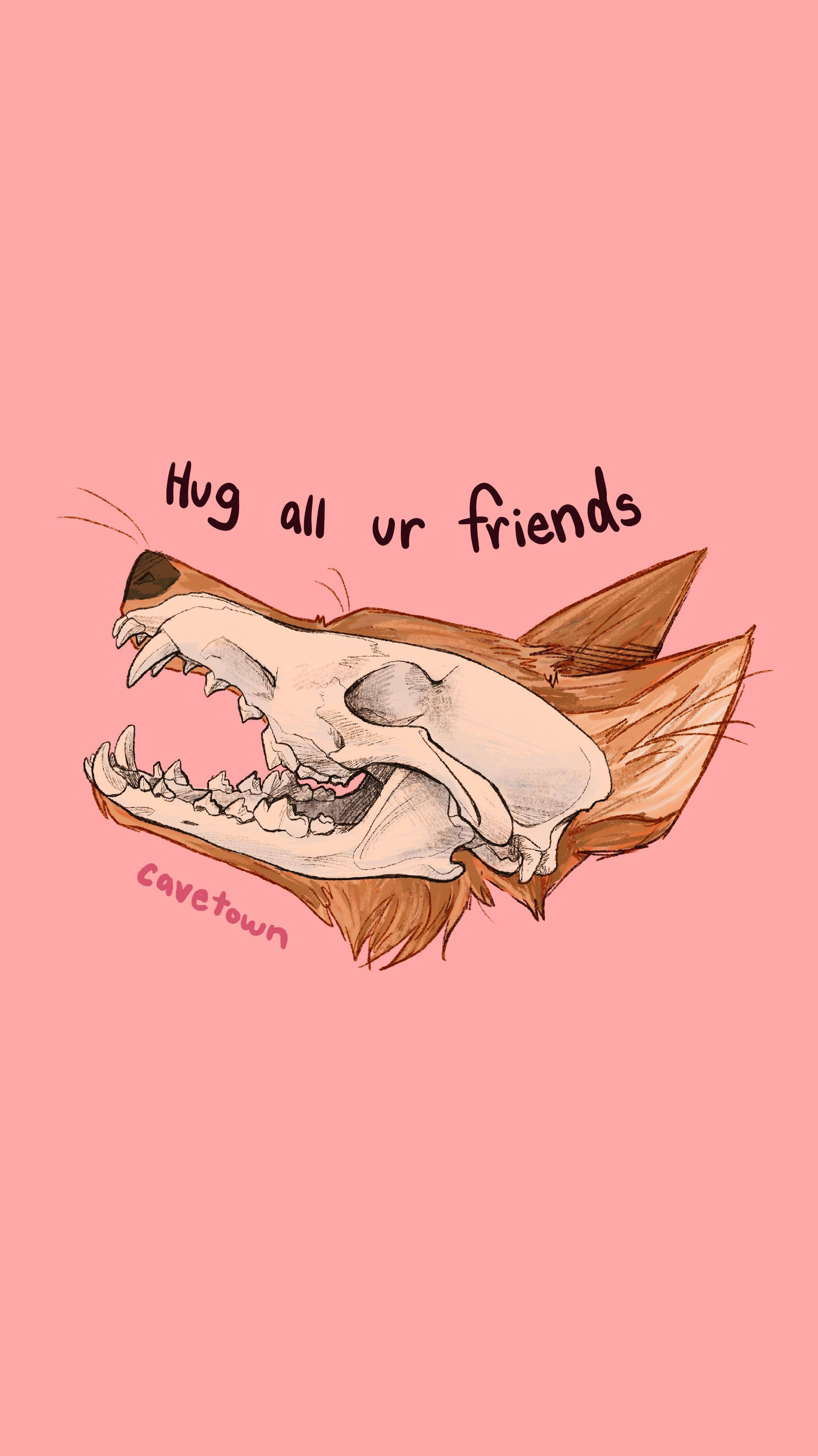 Cavetown, pink, cartoon fox skull, 4K Phone Wallpaper