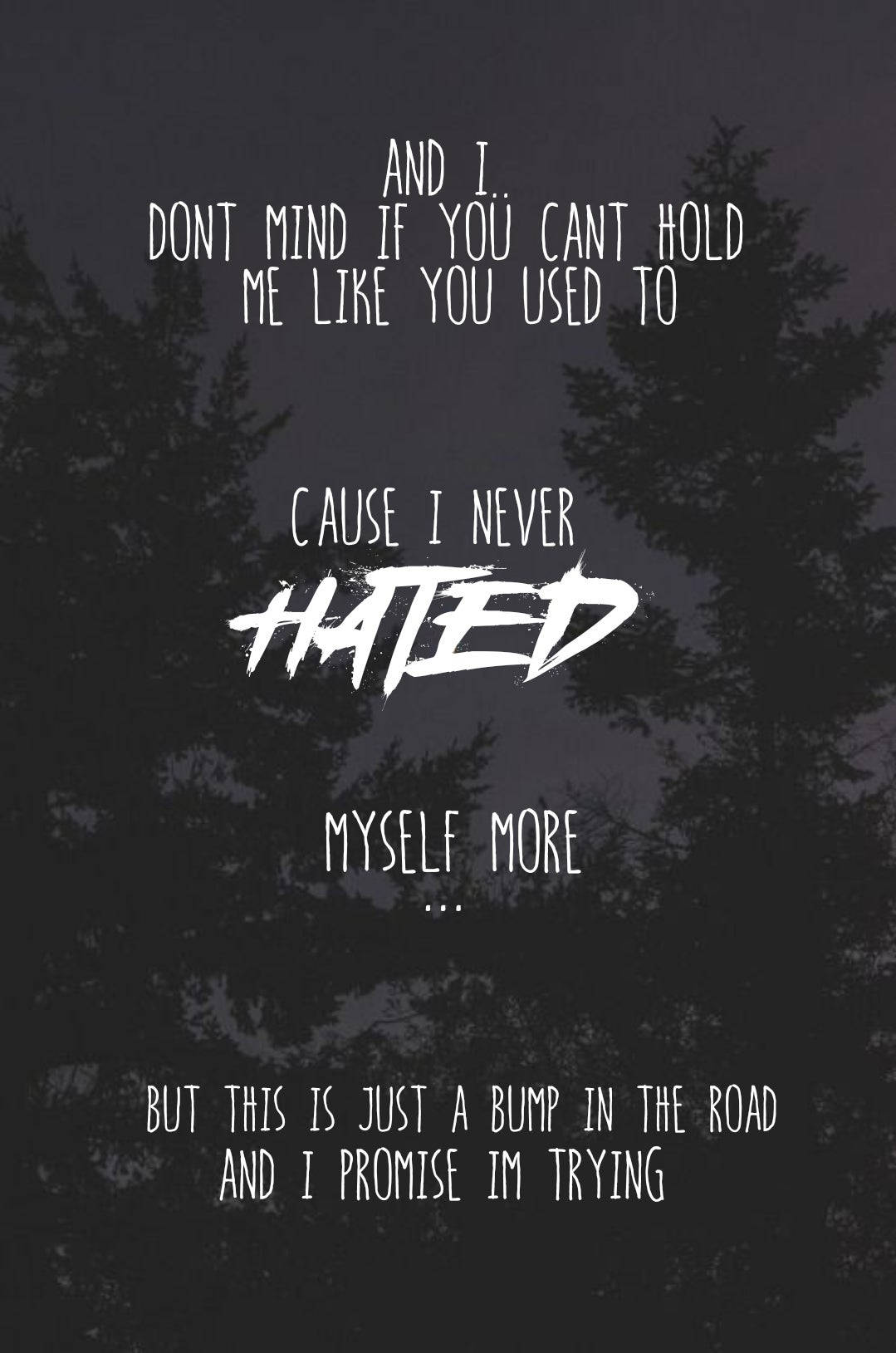 Cavetown, dark forest silhouette, bold white handwritten lyrics, HD Phone Wallpaper
