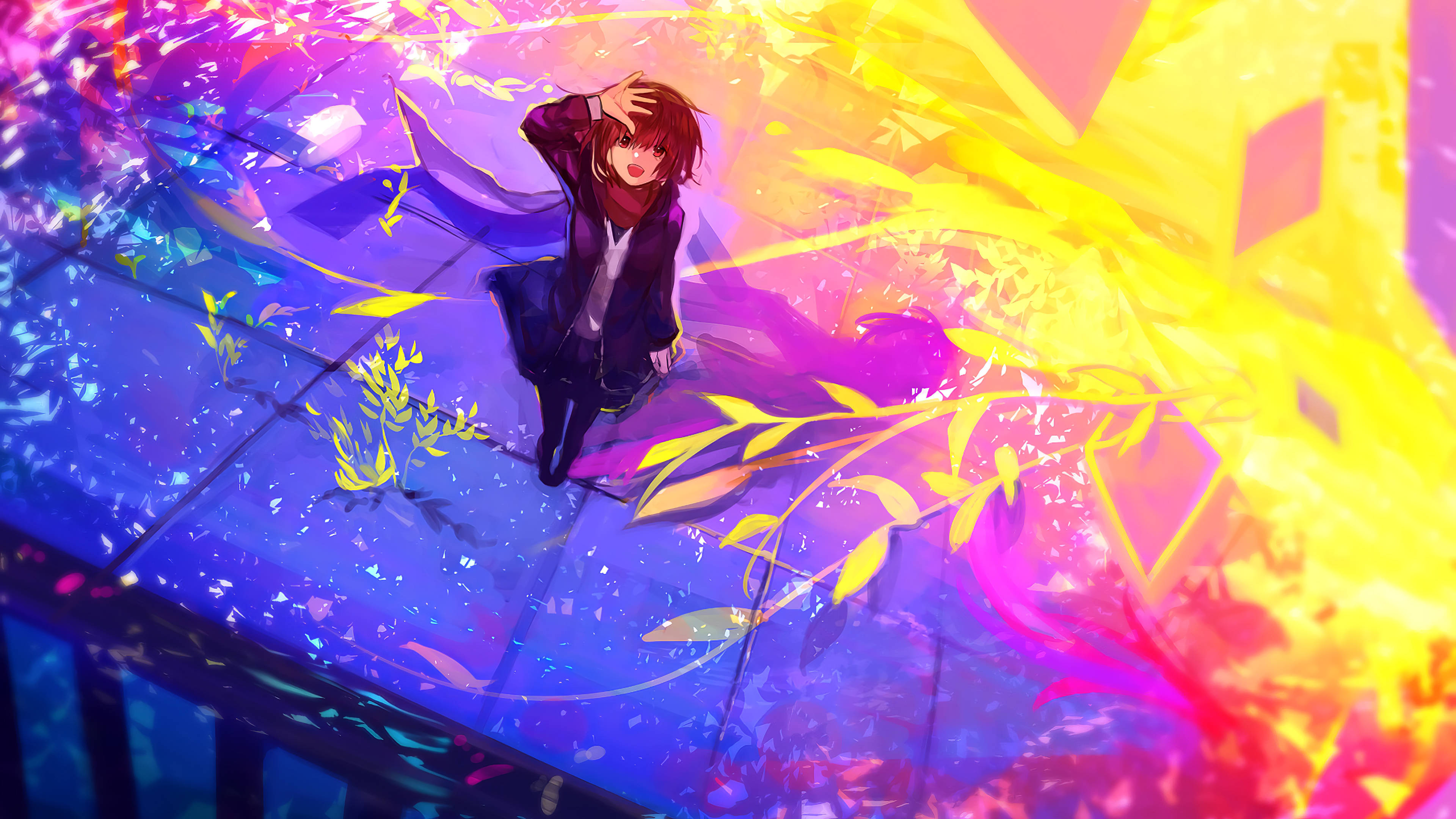 Cavetown, red-haired anime girl, dark coat, 4K Desktop Wallpaper