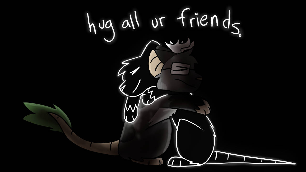 Cavetown, glowing outlines, dark-furred creatures, HD Desktop Wallpaper