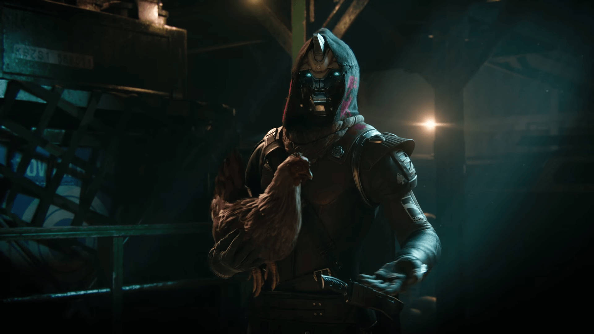 Cayde 6, hooded armored figure, chicken, Full HD Desktop Wallpaper