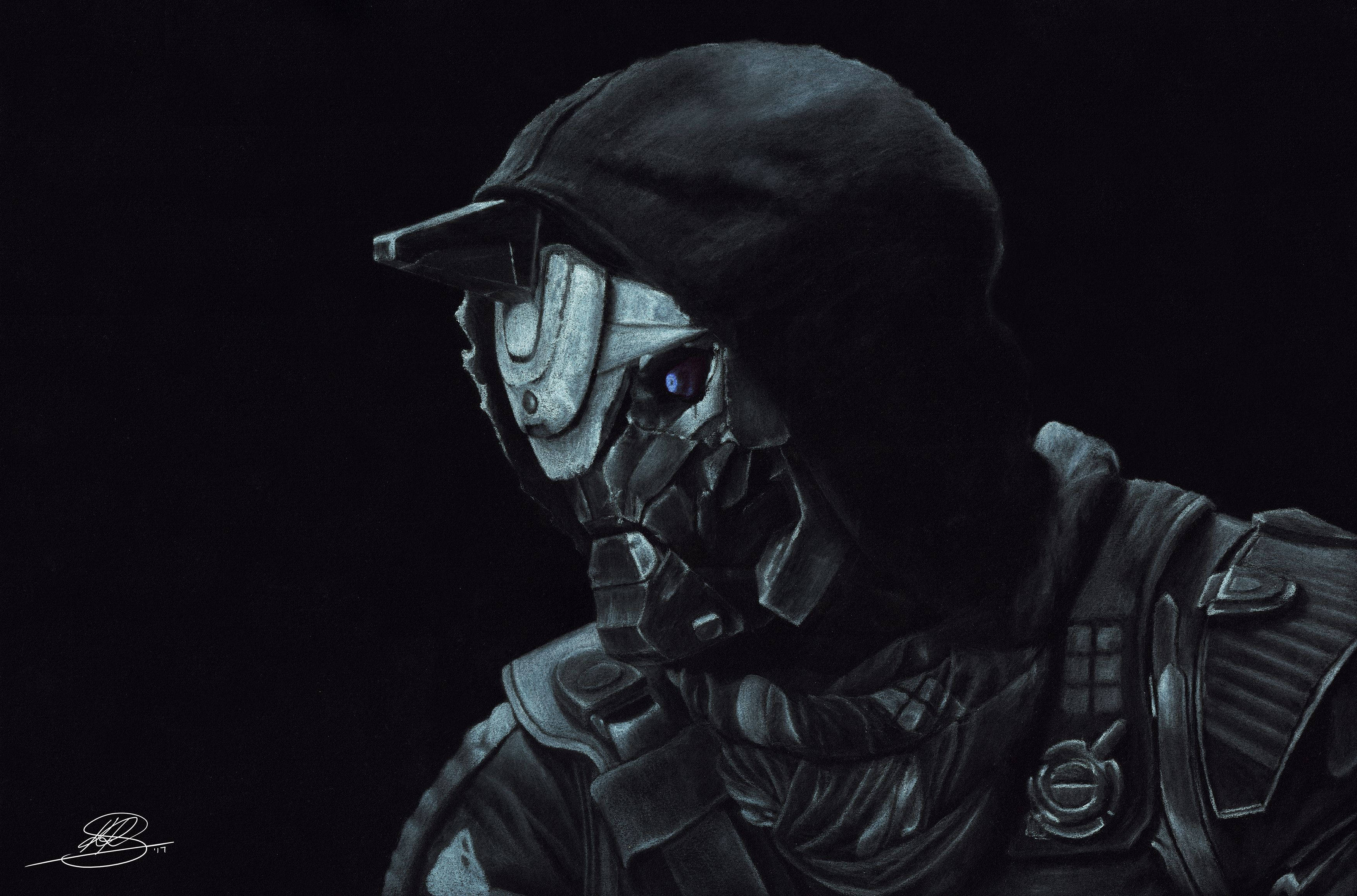 Cayde 6, glowing blue eye, hooded helmet, 2K Desktop Wallpaper