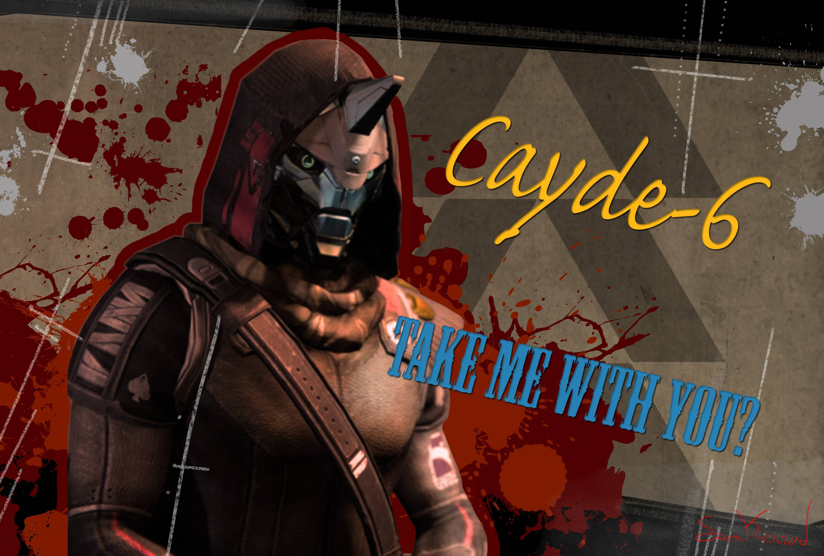 Cayde-6, dark armor, blood splatters, 2K Desktop Wallpaper