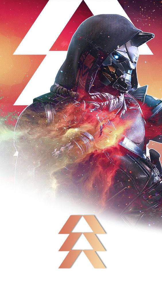 Cayde-6, glowing blue eyes, fiery energy, SD Phone Wallpaper