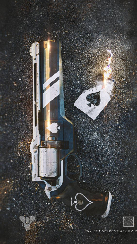 Cayde 6, futuristic revolver, spade symbols, SD Phone Wallpaper