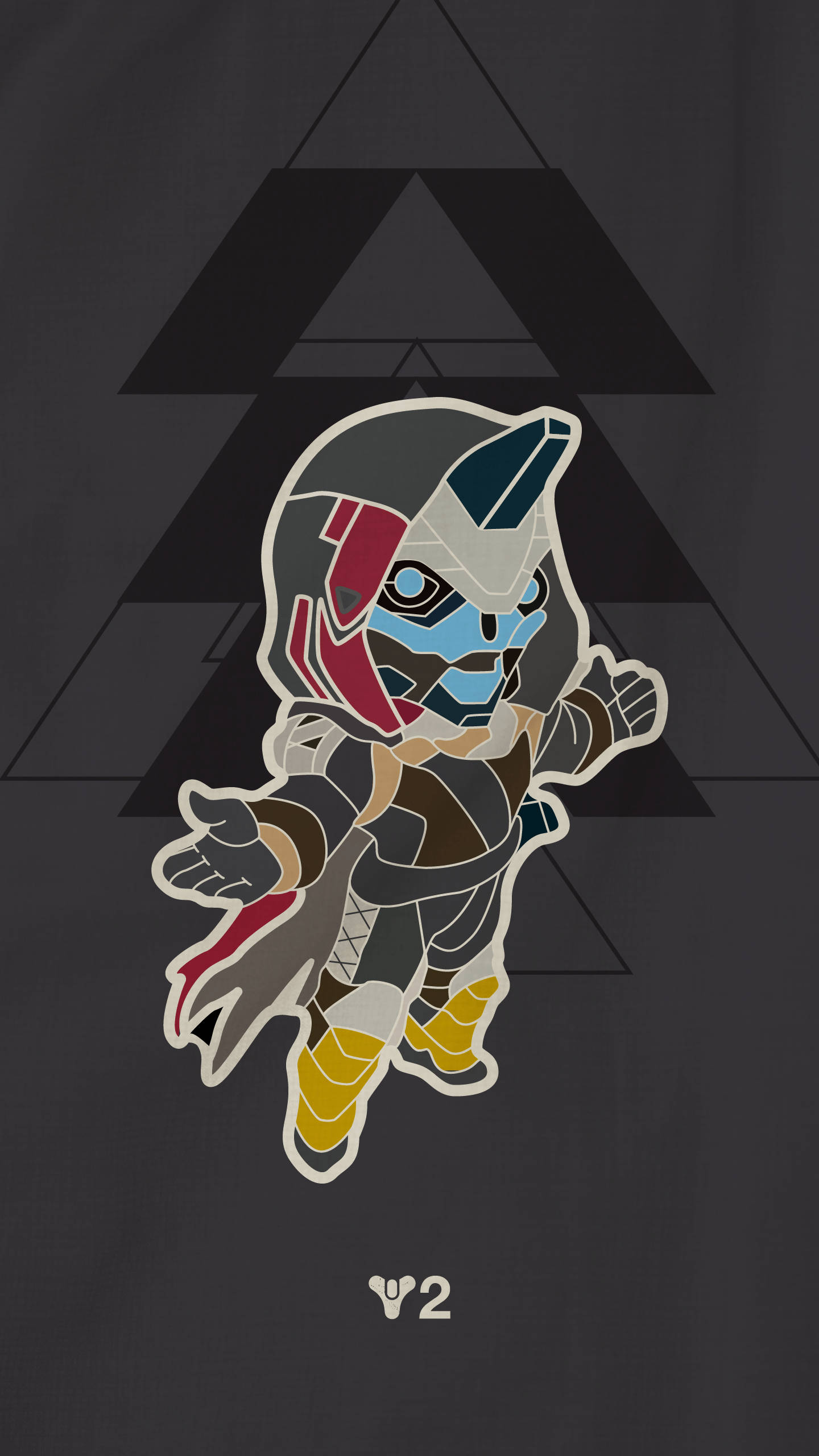 Cayde 6, chibi-style, armored warrior, 2K Phone Wallpaper