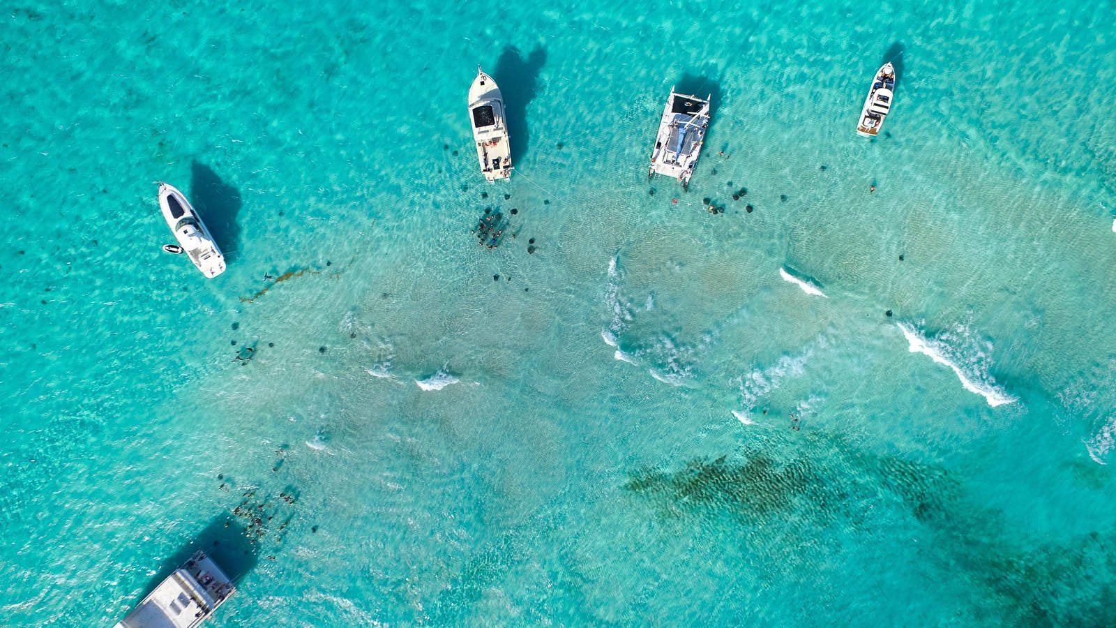Cayman Island, sandbar, white boats, HD Desktop Wallpaper