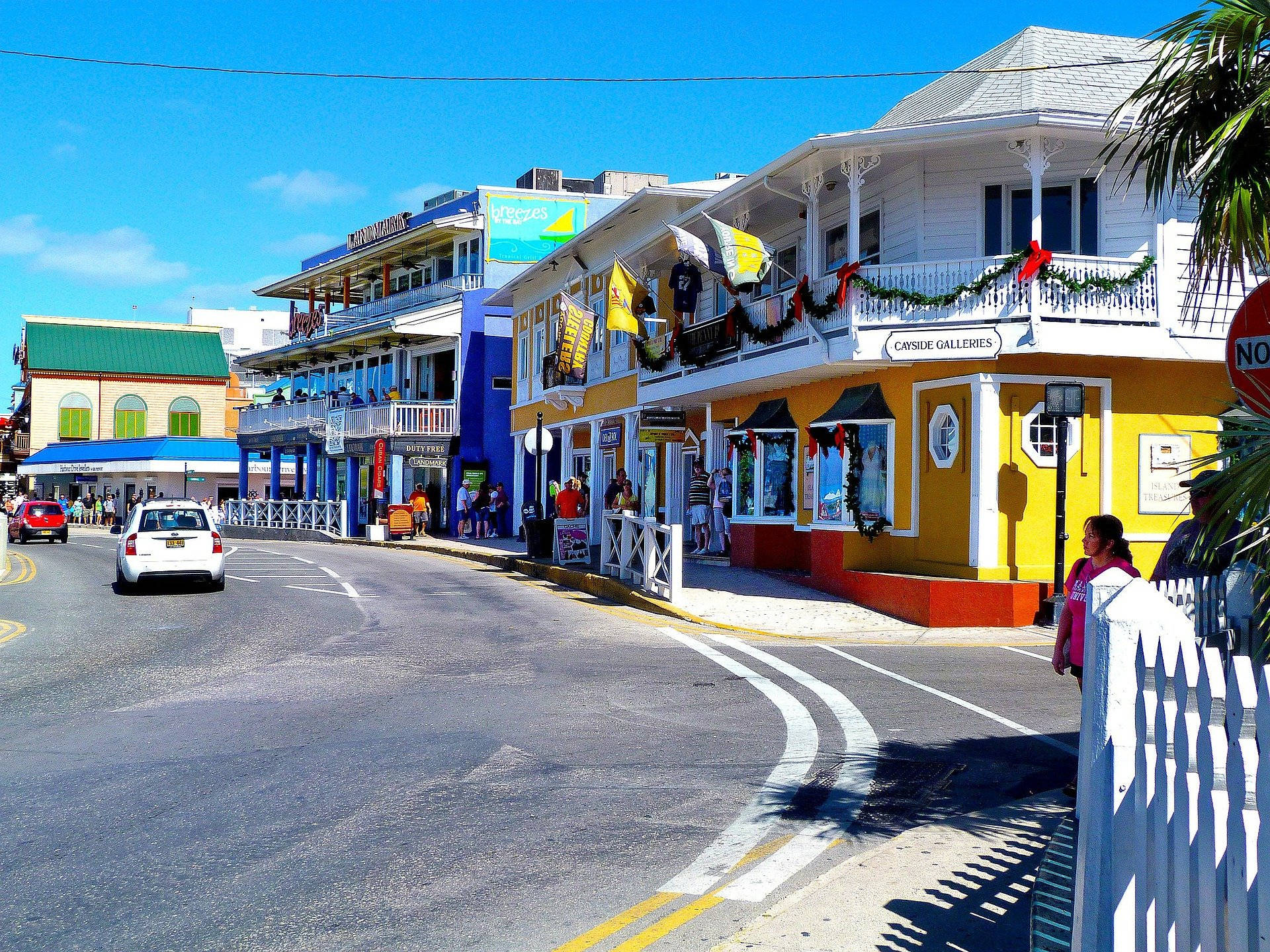 Cayman Island, souvenir shops, colonial buildings, Full HD Desktop Wallpaper
