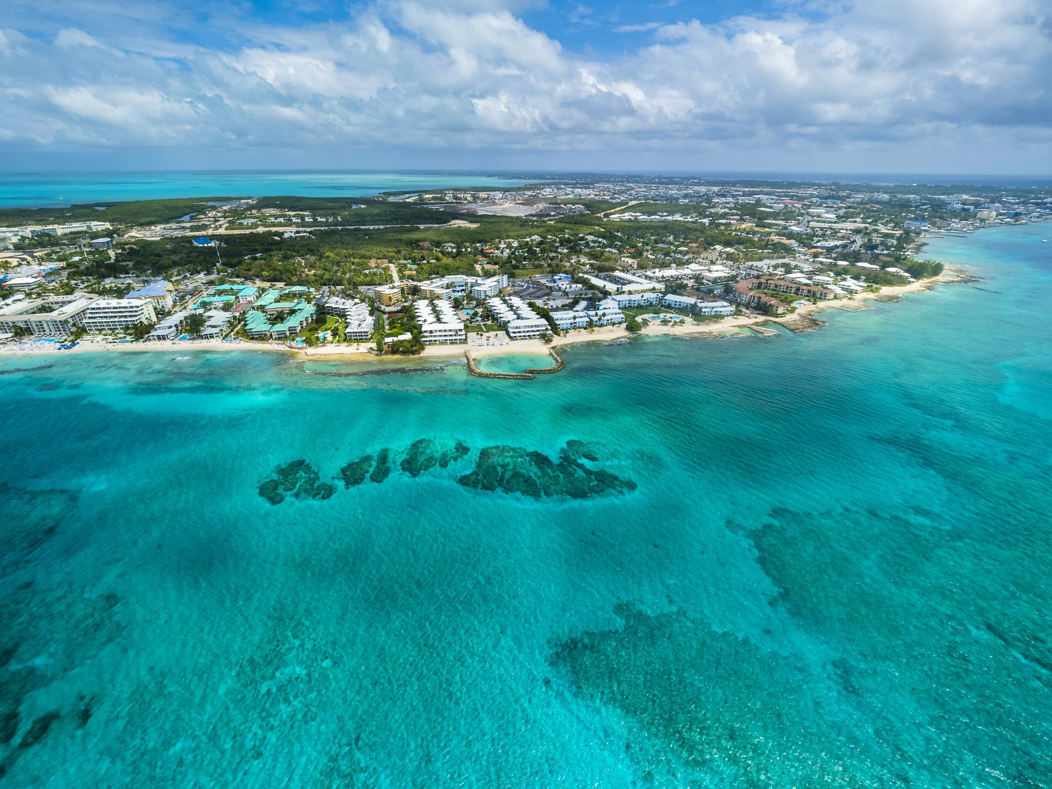 Cayman Island, picturesque village, tropical coastal town, Full HD Desktop Wallpaper