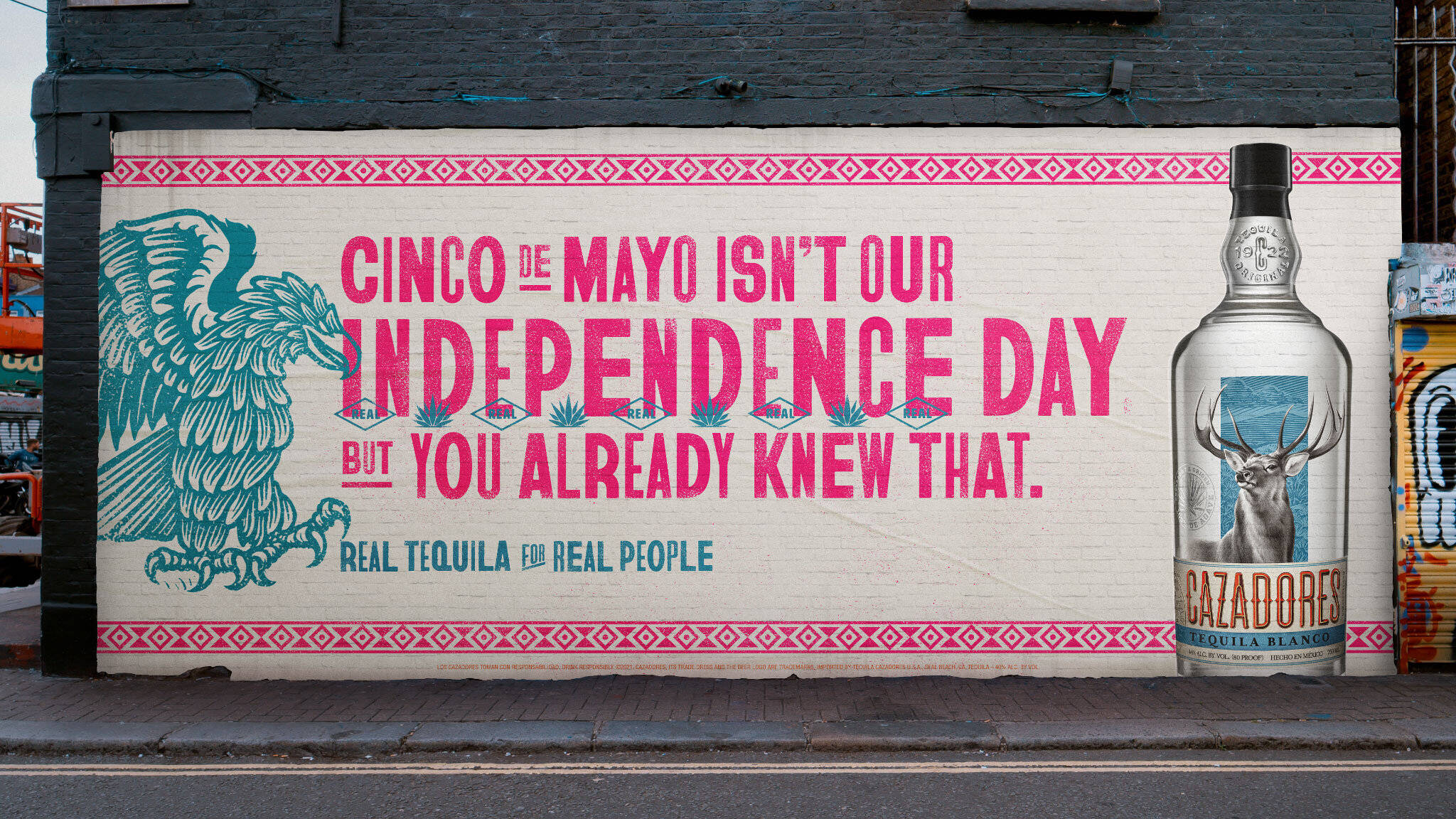 Cazadores tequila, teal eagle, pink text, Full HD Desktop Wallpaper