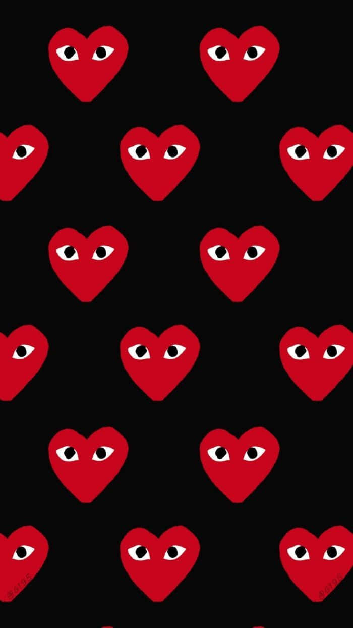Cdg Play, red hearts, black background, SD Phone Wallpaper