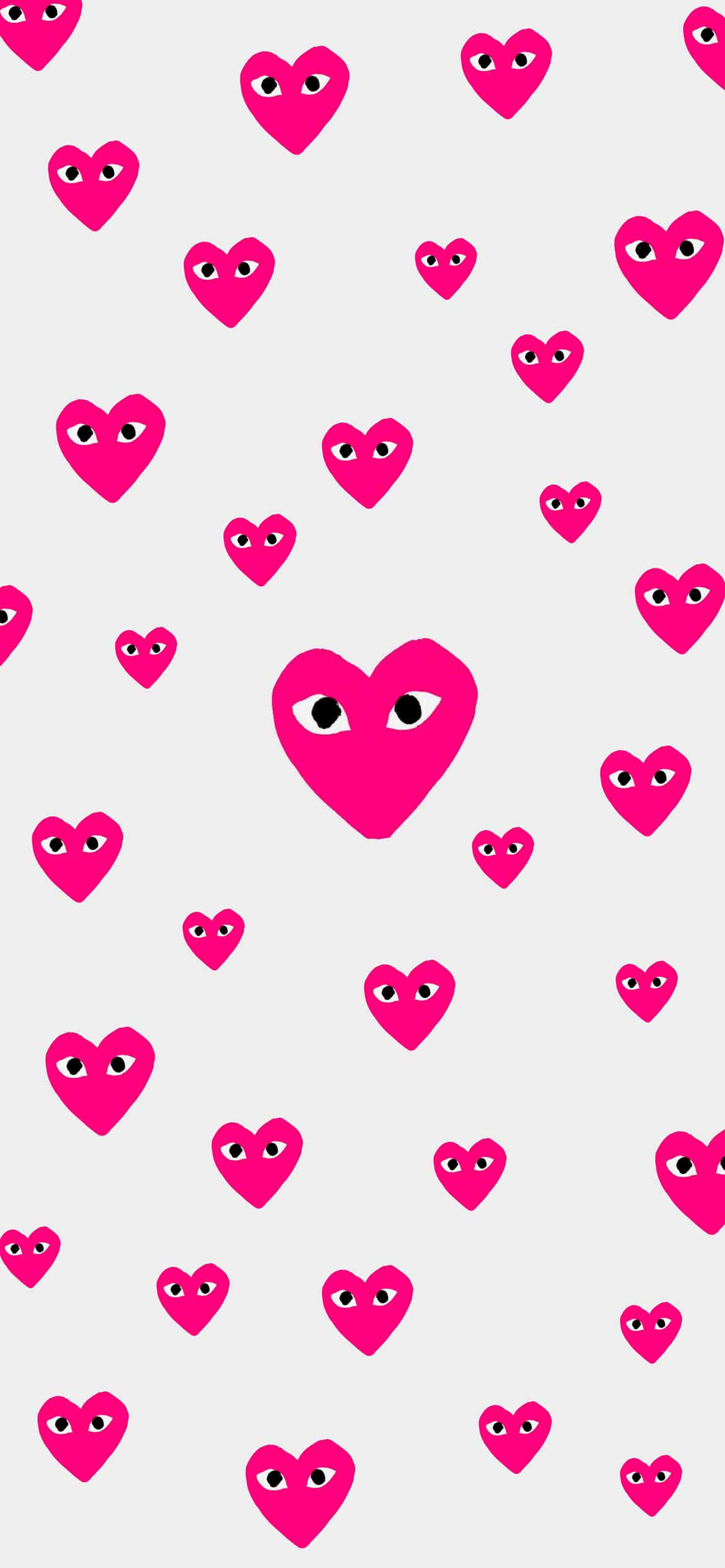 CDG Play, bright pink hearts, cartoon eyes, Full HD Phone Wallpaper