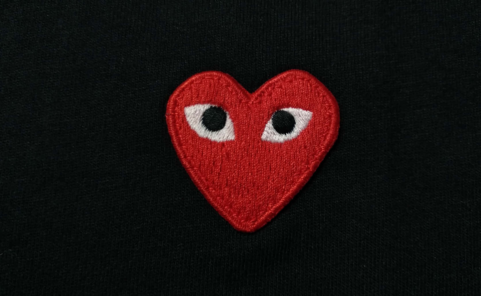 CDG Play, red embroidered heart patch, white eyes, HD Desktop Wallpaper