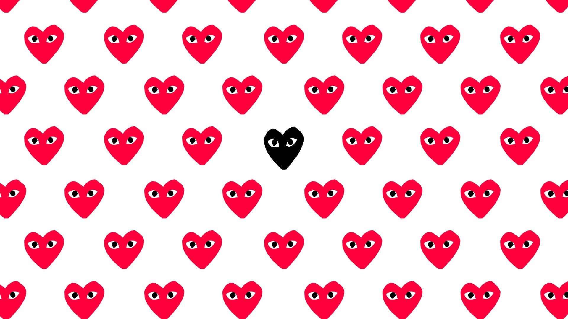 Cdg Play, red hearts, black eyes, Full HD Desktop Wallpaper